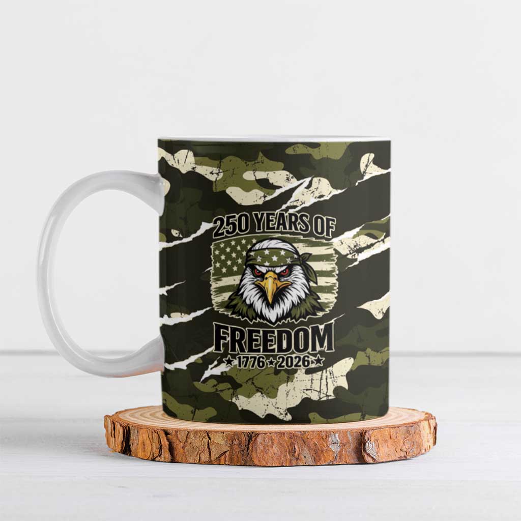 Personalized USA 250th Anniversary Ceramic Mug Eagle Camouflage Zipper Stylized