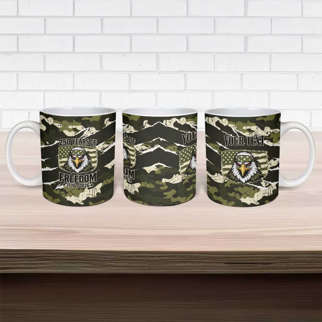 Personalized USA 250th Anniversary Ceramic Mug Eagle Camouflage Zipper Stylized
