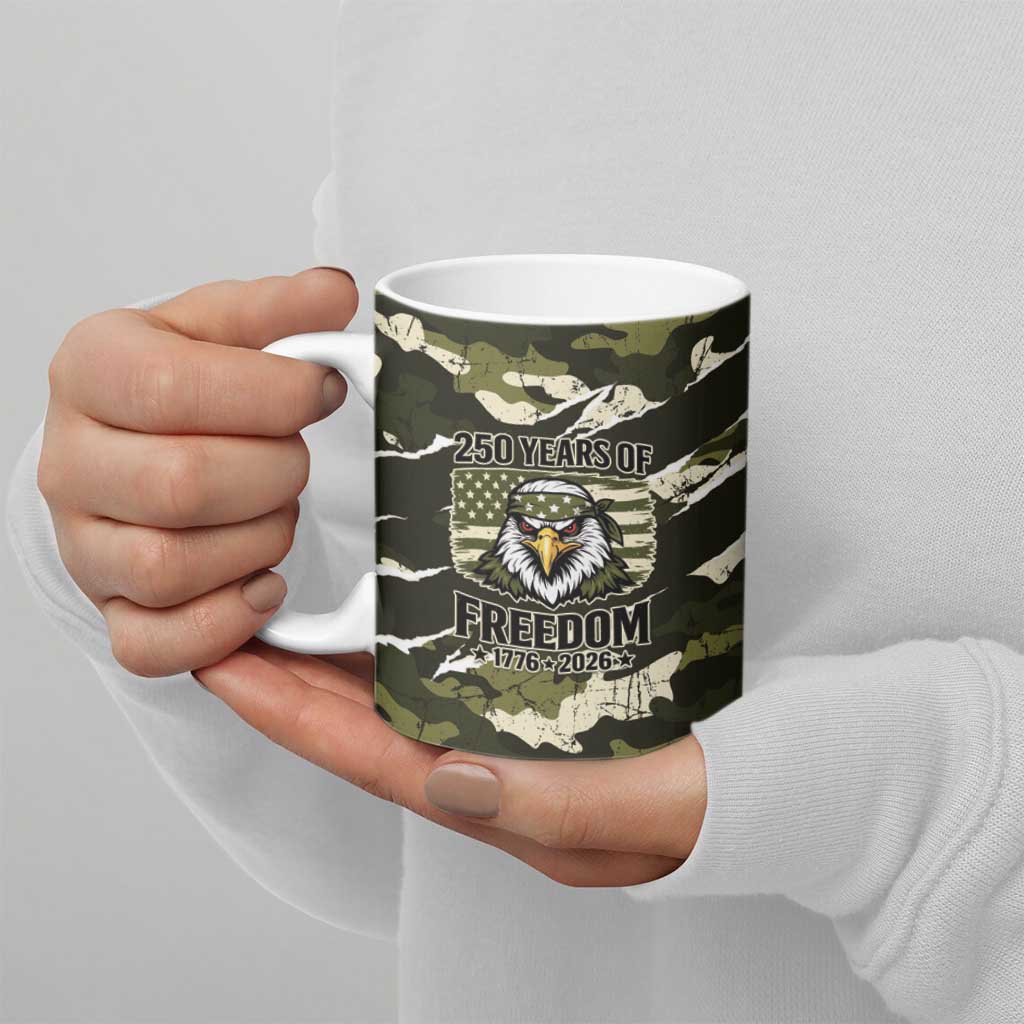 Personalized USA 250th Anniversary Ceramic Mug Eagle Camouflage Zipper Stylized