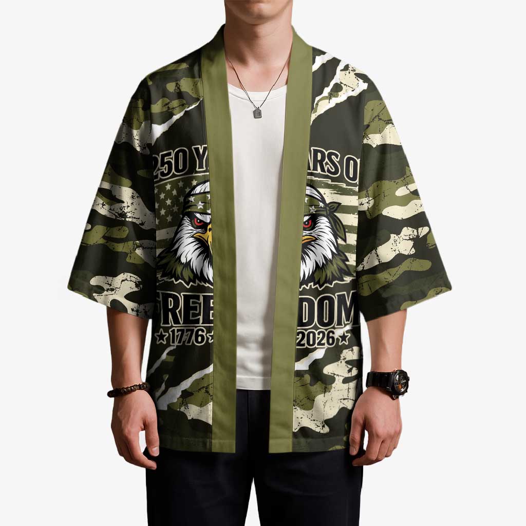 Personalized USA 250th Anniversary Kimono Eagle Camouflage Zipper Stylized