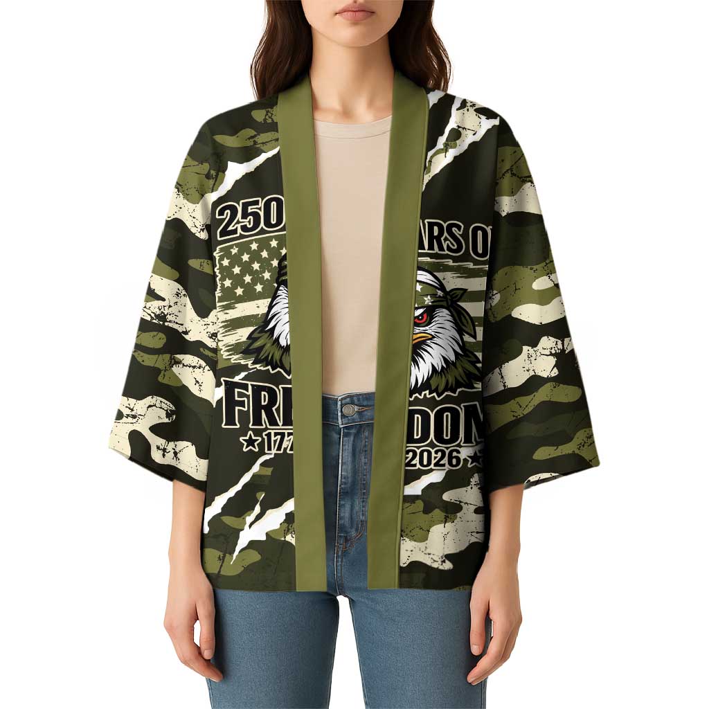 Personalized USA 250th Anniversary Kimono Eagle Camouflage Zipper Stylized
