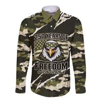 Personalized USA 250th Anniversary Long Sleeve Button Shirt Eagle Camouflage Zipper Stylized