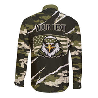 Personalized USA 250th Anniversary Long Sleeve Button Shirt Eagle Camouflage Zipper Stylized