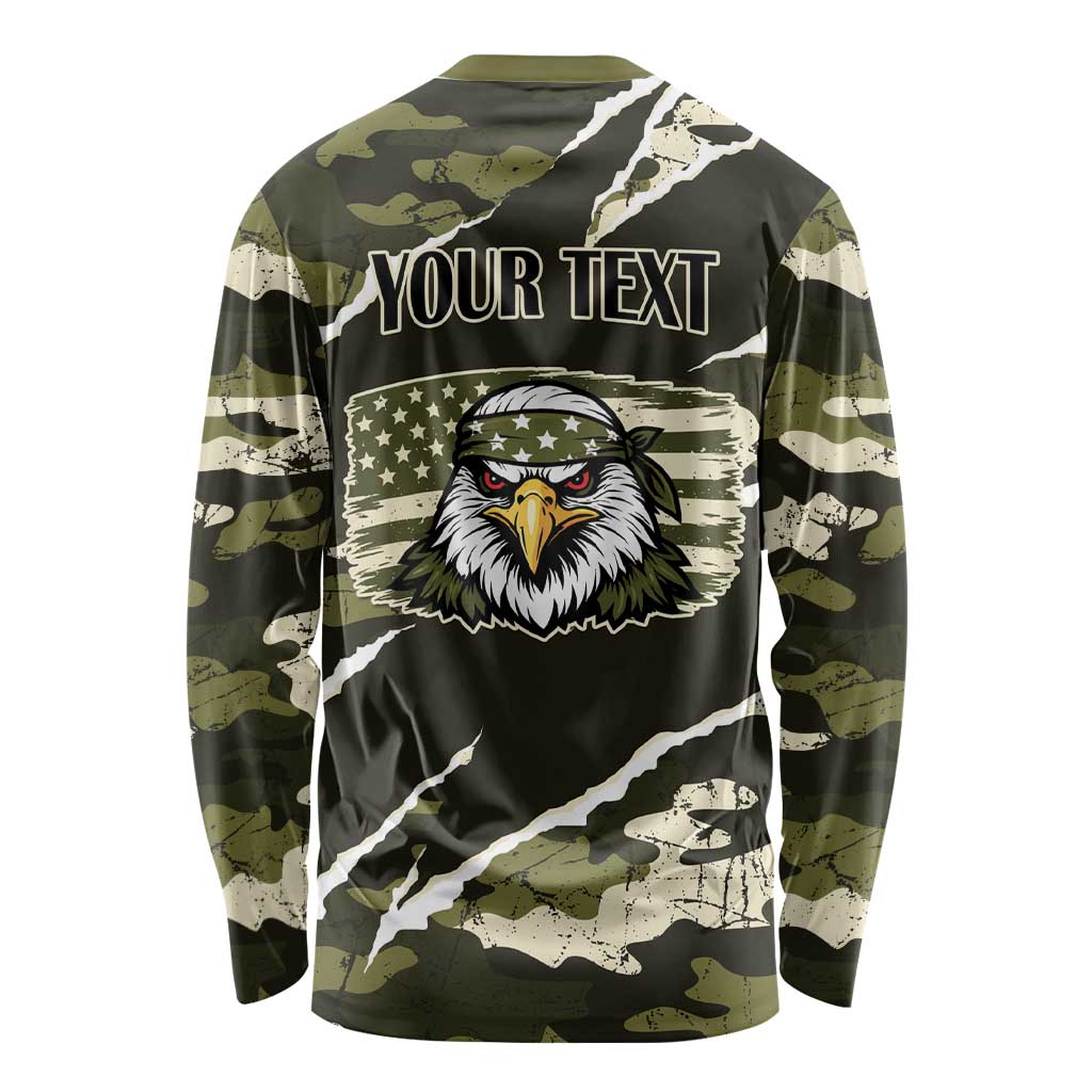 Personalized USA 250th Anniversary Long Sleeve Shirt Eagle Camouflage Zipper Stylized