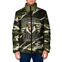 Personalized USA 250th Anniversary Padded Jacket Eagle Camouflage Zipper Stylized