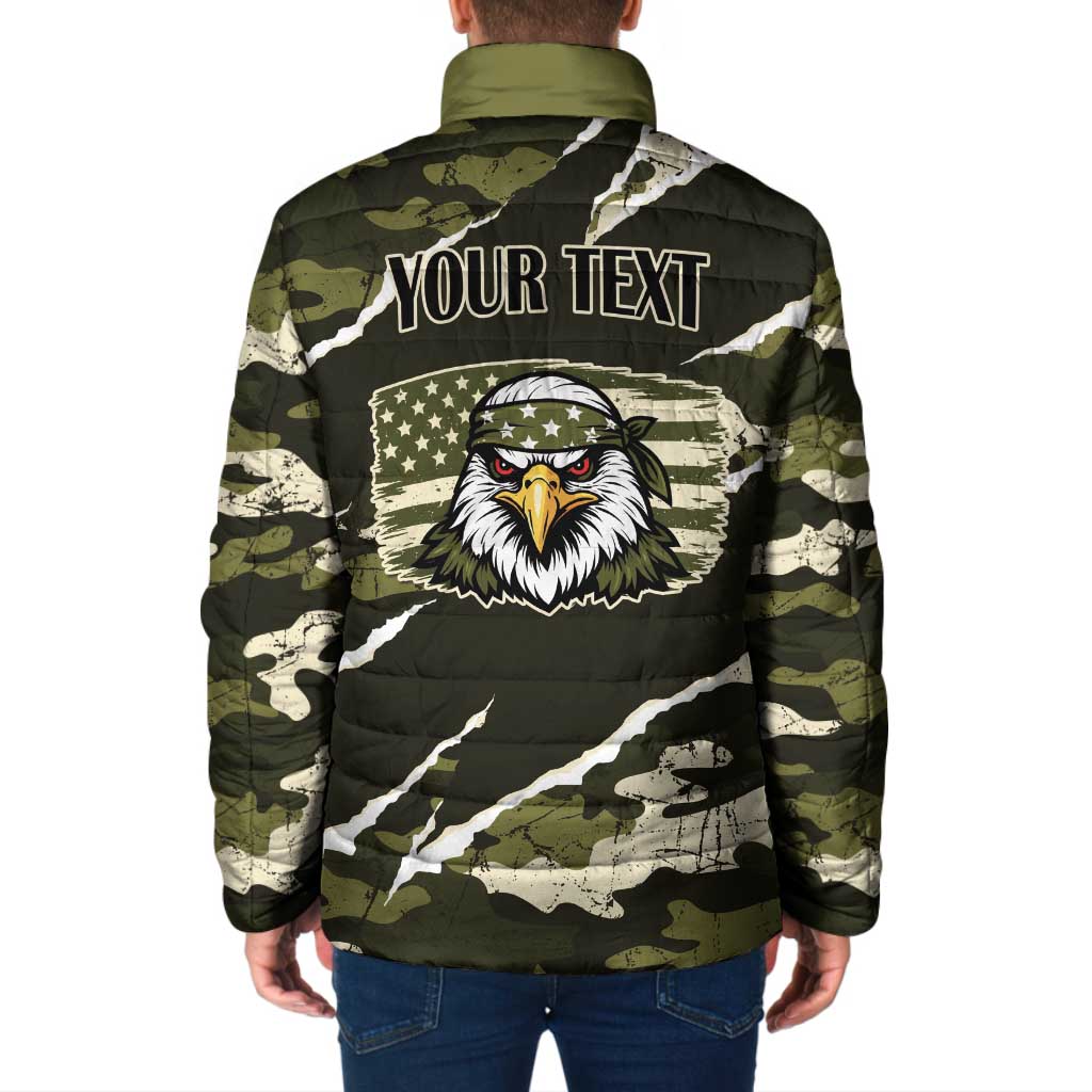 Personalized USA 250th Anniversary Padded Jacket Eagle Camouflage Zipper Stylized