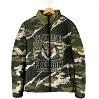 Personalized USA 250th Anniversary Padded Jacket Eagle Camouflage Zipper Stylized
