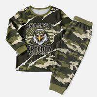Personalized USA 250th Anniversary Christmas Pajama Set Eagle Camouflage Zipper Stylized