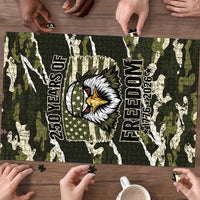 USA 250th Anniversary Puzzle Eagle Camouflage Zipper Stylized