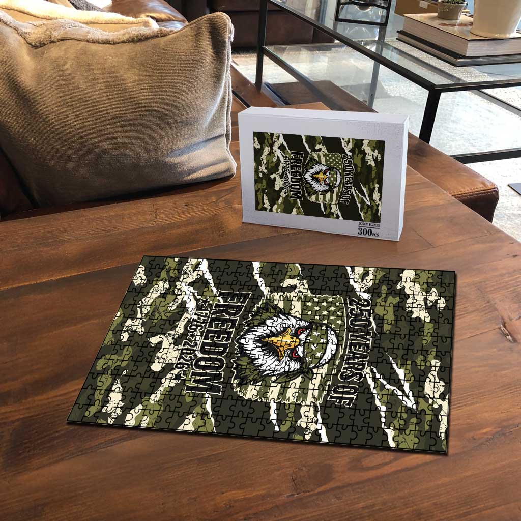 USA 250th Anniversary Puzzle Eagle Camouflage Zipper Stylized