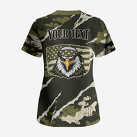 Personalized USA 250th Anniversary Scrub Top Eagle Camouflage Zipper Stylized