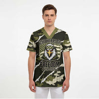 Personalized USA 250th Anniversary Scrub Top Eagle Camouflage Zipper Stylized