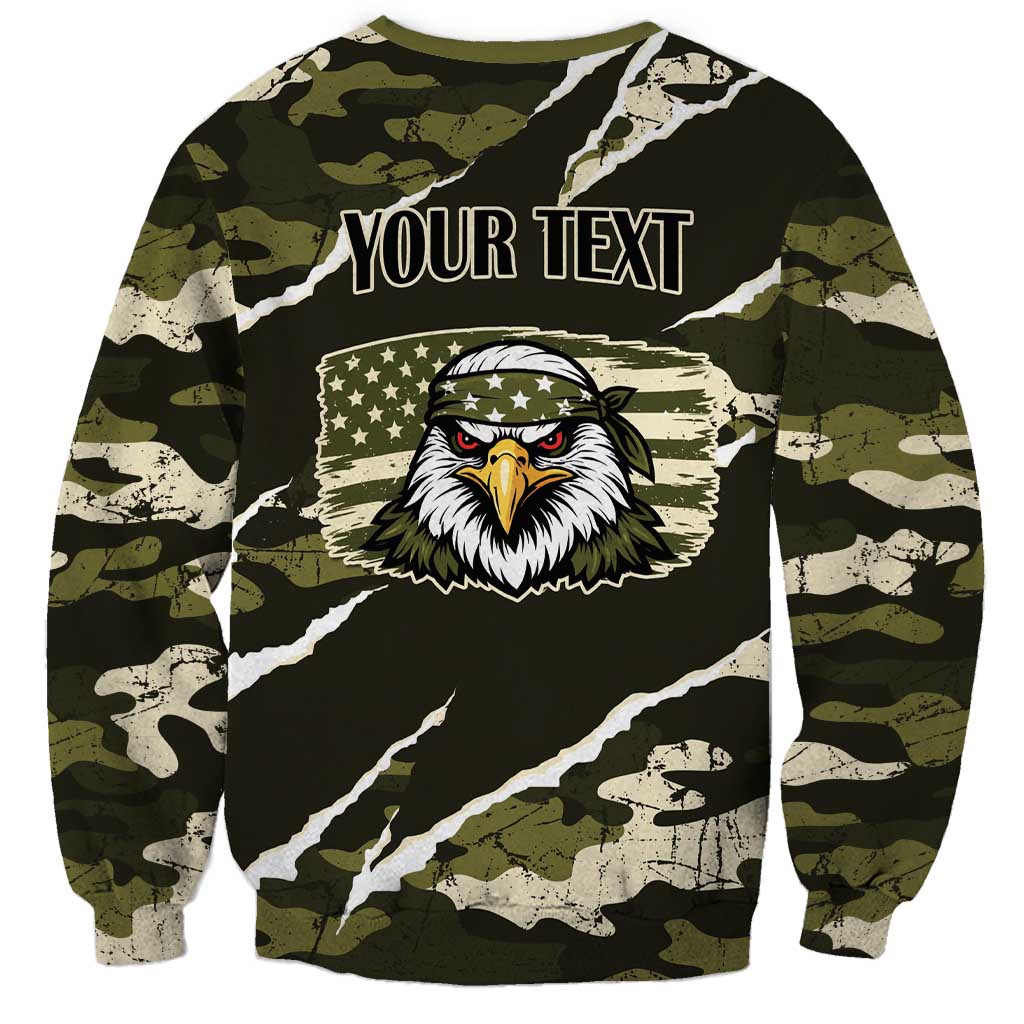 Personalized USA 250th Anniversary Sweatshirt Eagle Camouflage Zipper Stylized