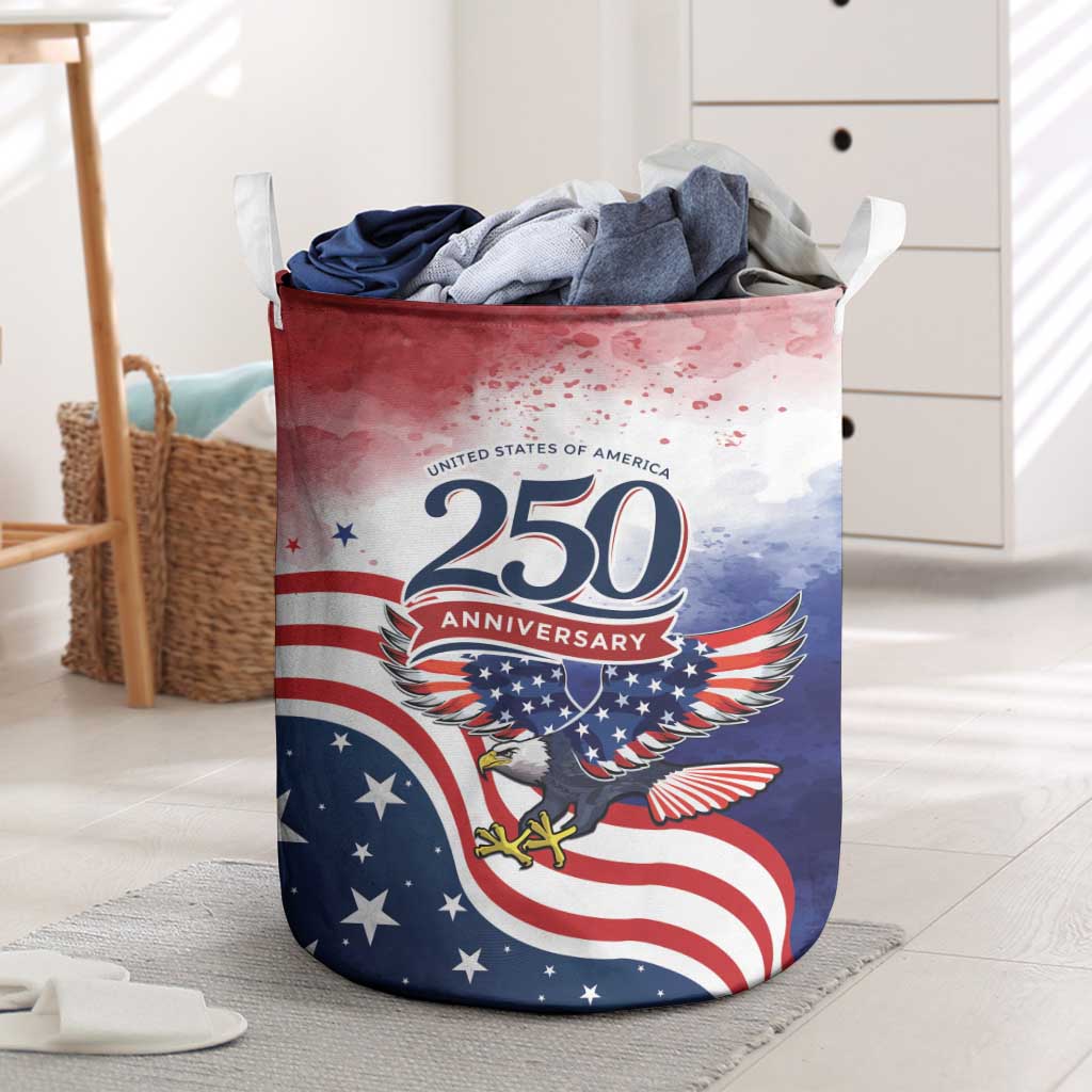 USA 250 Years of Freedom Laundry Basket American Patriotic