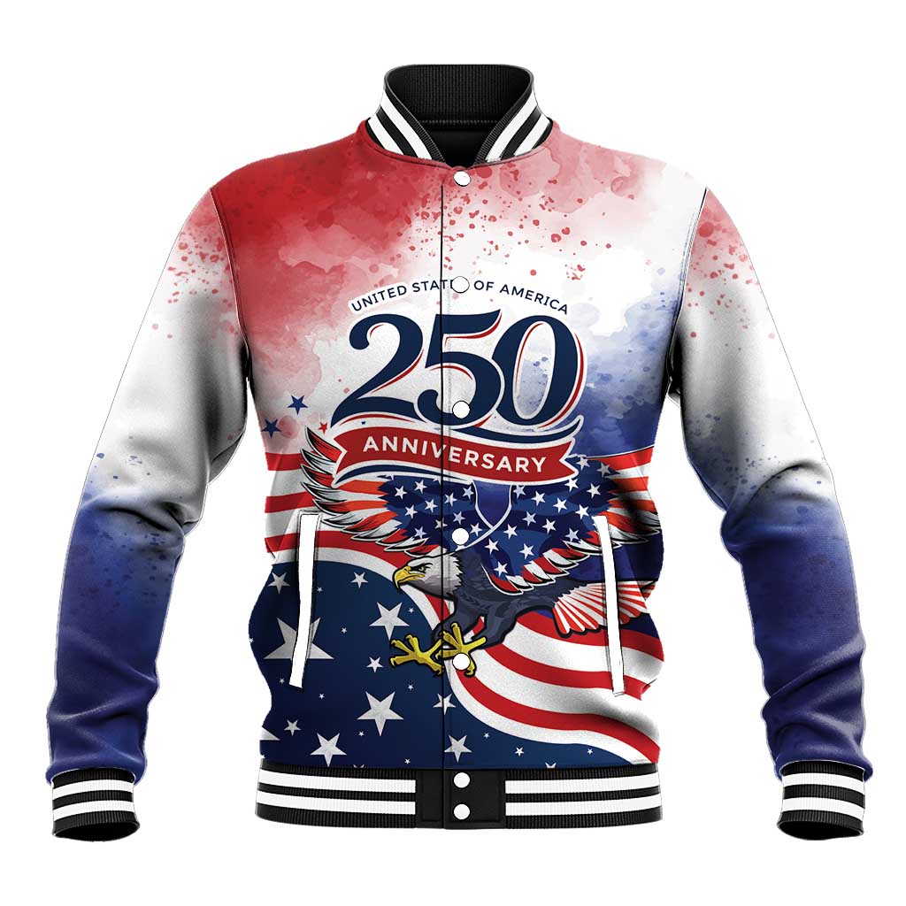 Personalized USA 250 Years of Freedom Baseball Jacket American Patriotic