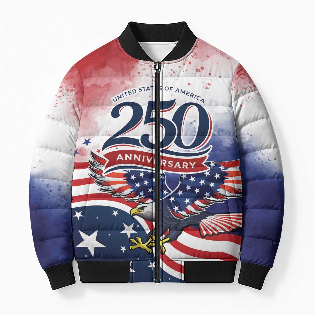 Personalized USA 250 Years of Freedom Bomber Puffer Jacket American Patriotic