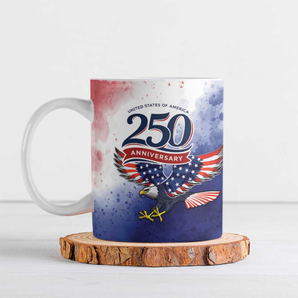 USA 250 Years of Freedom Ceramic Mug American Patriotic