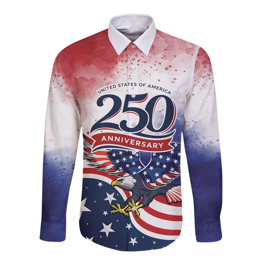 Personalized USA 250 Years of Freedom Long Sleeve Button Shirt American Patriotic