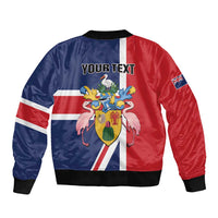 Personalised Turks and Caicos Islands Sleeve Zip Bomber Jacket Come On Team TCI