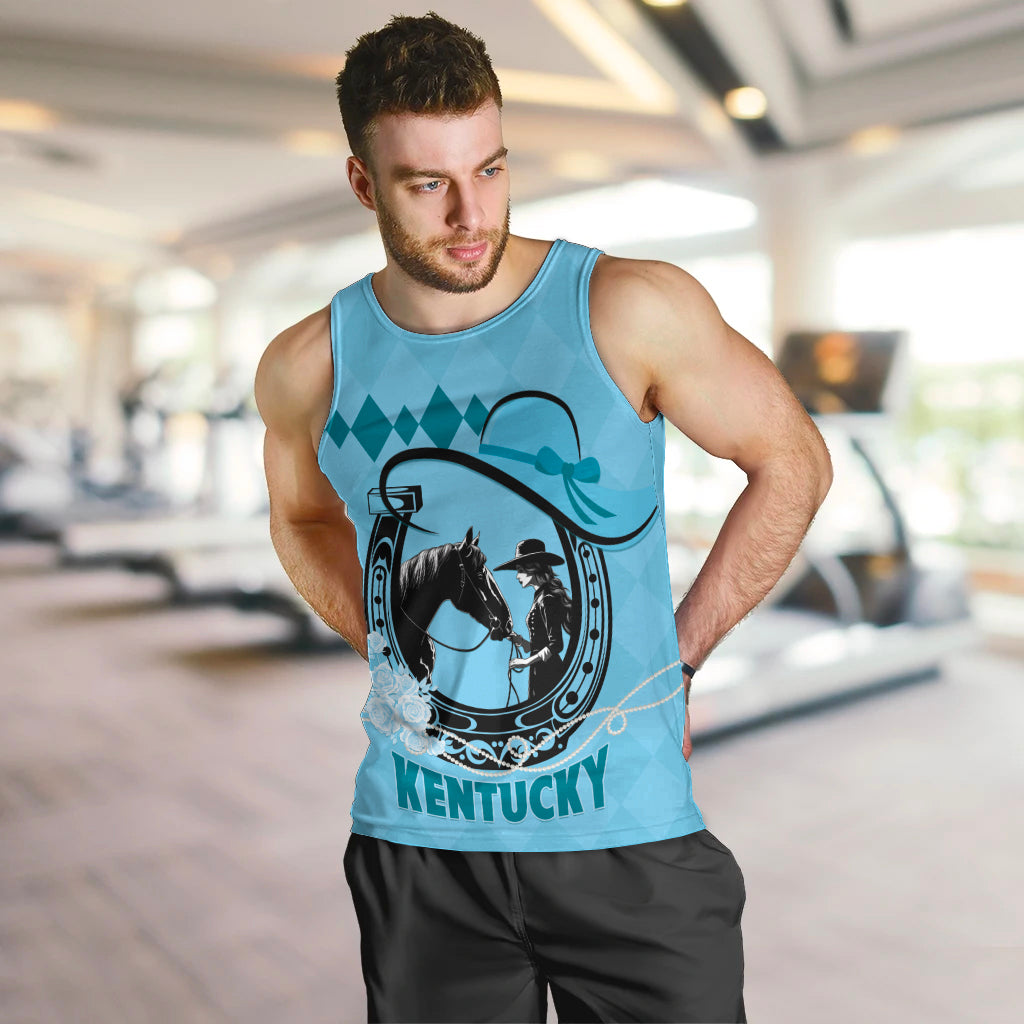 Personalized Kentucky Horse Racing 2024 Men Tank Top Beauty and The Horse Blue Version - Wonder Print Shop