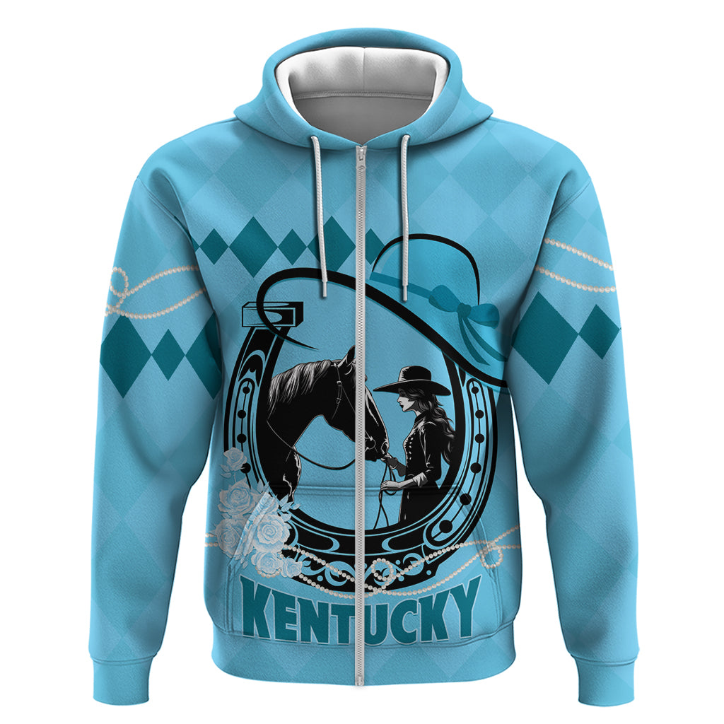 Personalized Kentucky Horse Racing 2024 Zip Hoodie Beauty and The Horse Blue Version - Wonder Print Shop