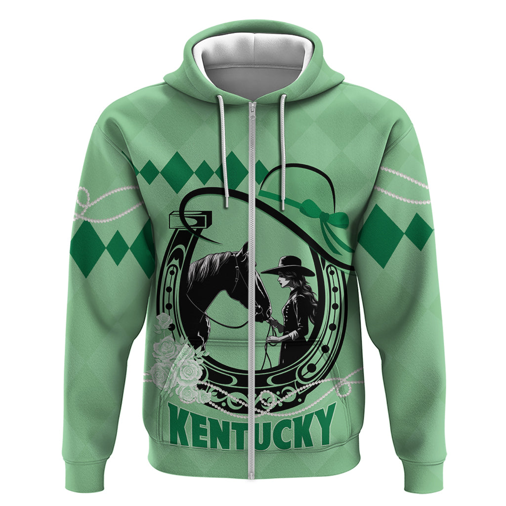 Personalized Kentucky Horse Racing 2024 Zip Hoodie Beauty and The Horse Green Version - Wonder Print Shop