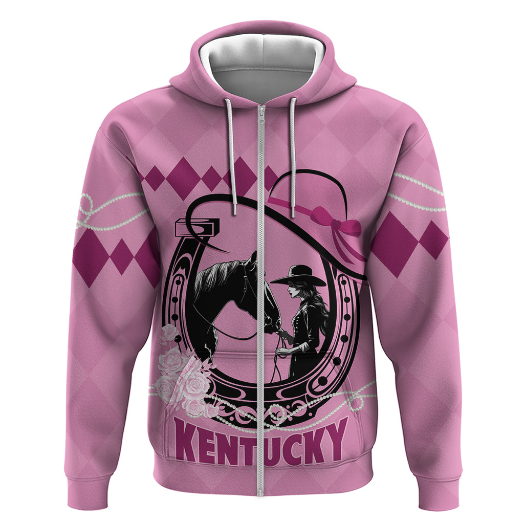 Personalized Kentucky Horse Racing 2024 Zip Hoodie Beauty and The Horse Pink Version - Wonder Print Shop