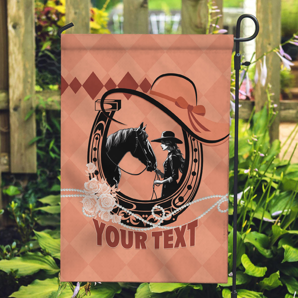 Personalized Kentucky Horse Racing 2024 Garden Flag Beauty and The Horse Orange Version - Wonder Print Shop