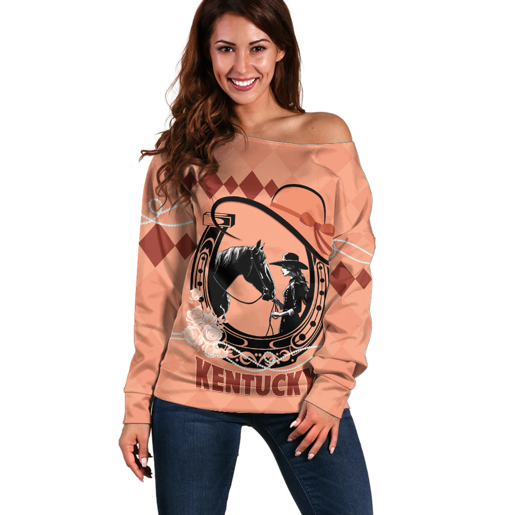 Personalized Kentucky Horse Racing 2024 Off Shoulder Sweater Beauty and The Horse Orange Version - Wonder Print Shop