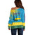 Personalized Rwanda Off Shoulder Sweater Coat of Arms With African Pattern - Wonder Print Shop