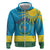 Personalized Rwanda Zip Hoodie Coat of Arms With African Pattern