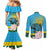 Rwanda Independence Day Couples Matching Mermaid Dress and Long Sleeve Button Shirt Leopard With Roses