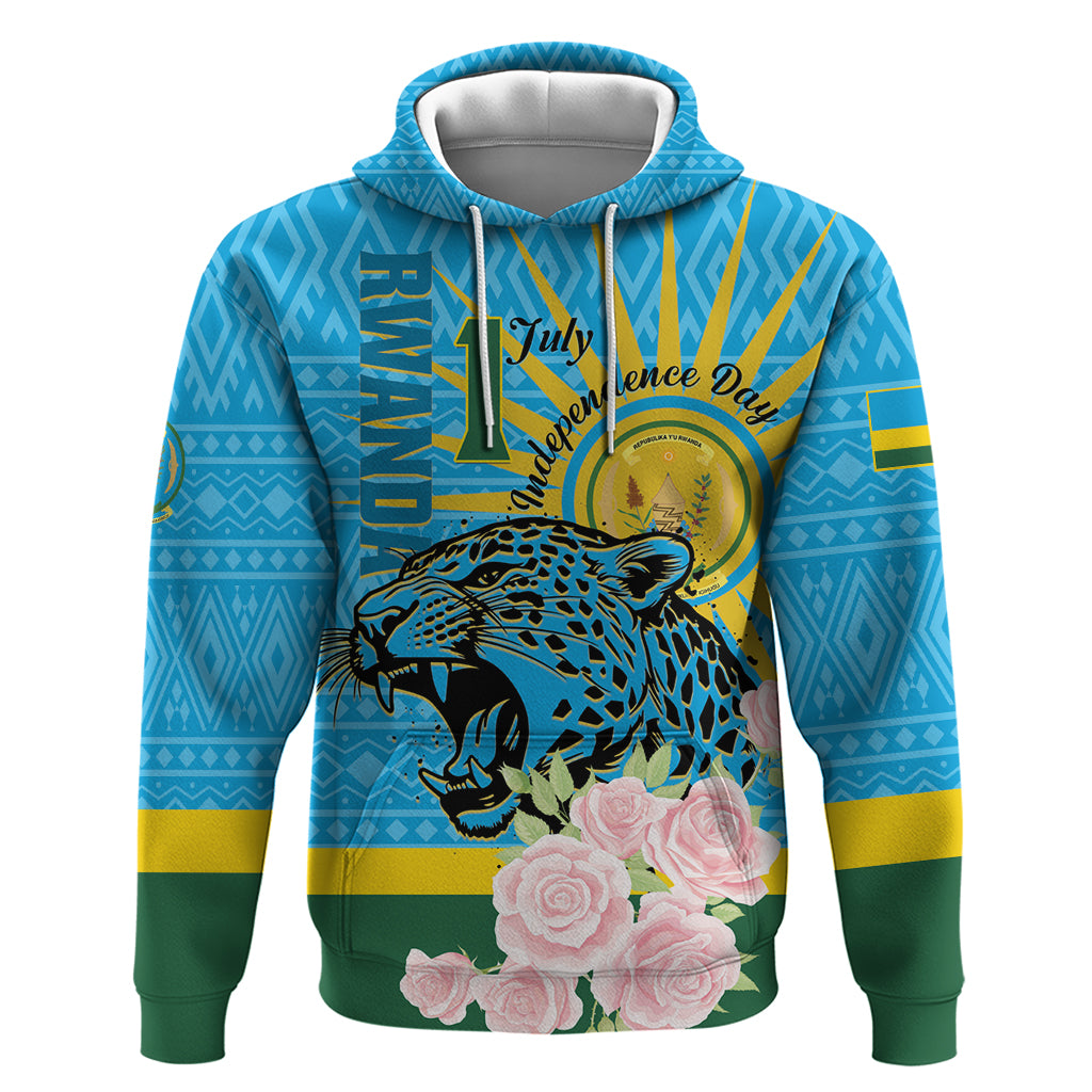 Rwanda Independence Day Hoodie Leopard With Roses - Wonder Print Shop