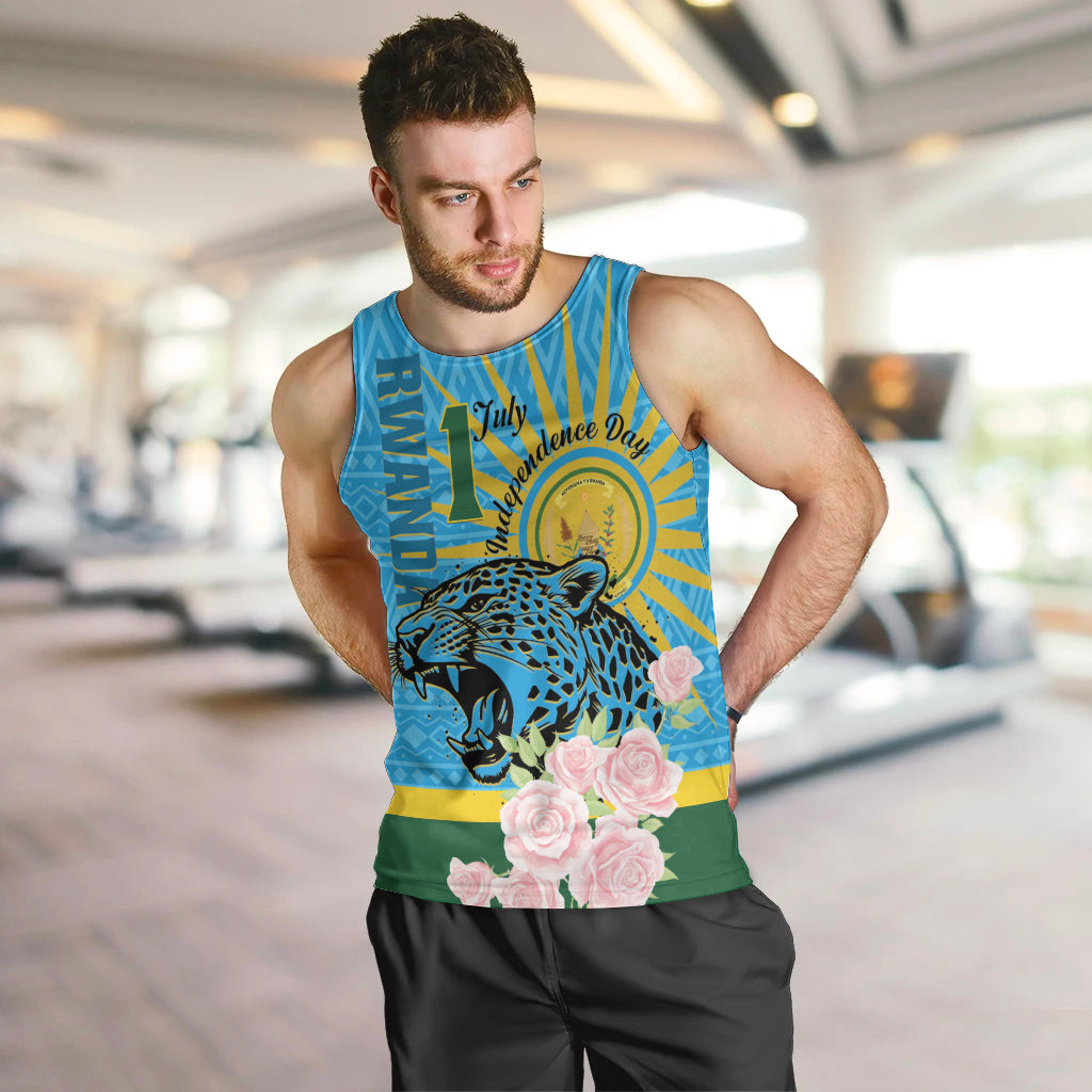 Rwanda Independence Day Men Tank Top Leopard With Roses - Wonder Print Shop