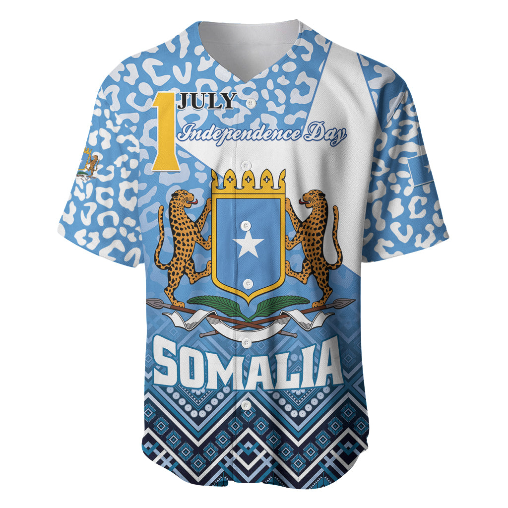 Personalized Somalia Independence Day 2024 Baseball Jersey Somali Star Leopard Mix African Pattern - Wonder Print Shop