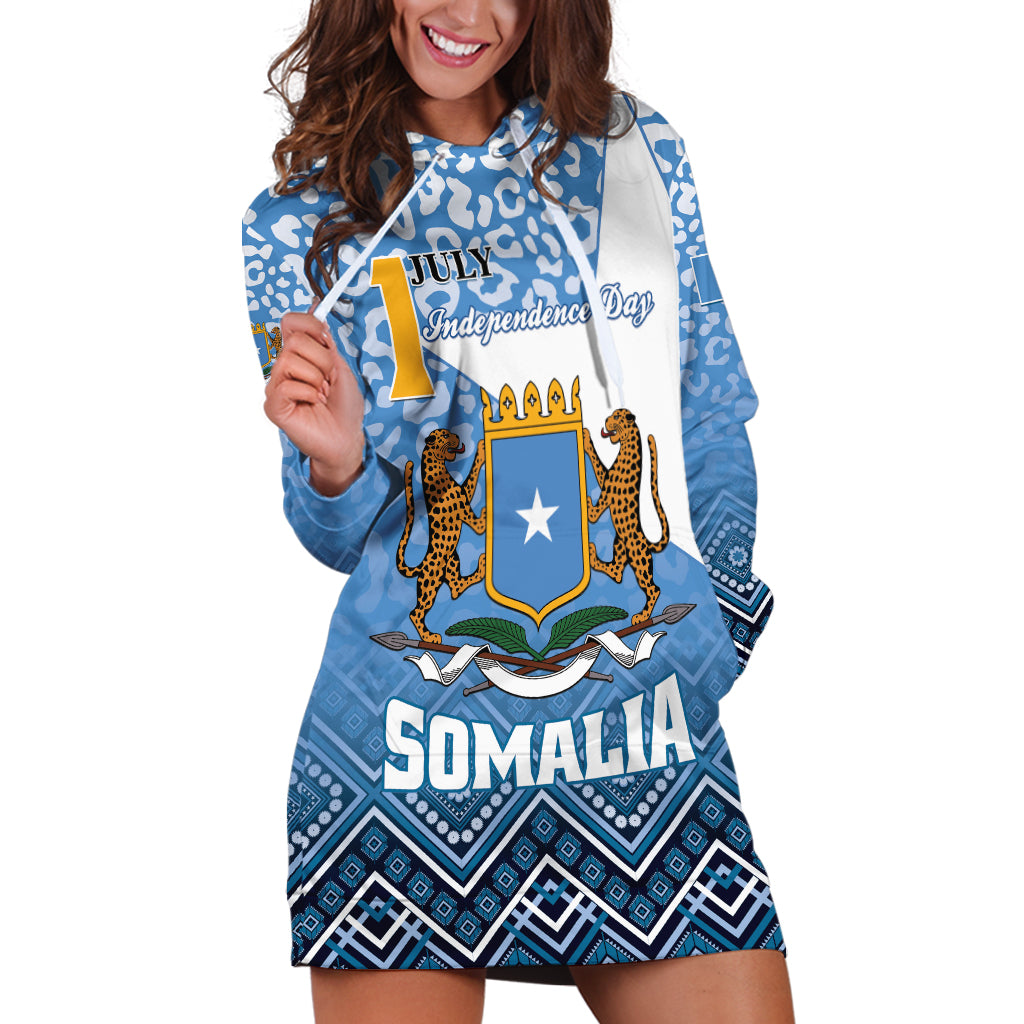 Personalized Somalia Independence Day 2024 Hoodie Dress Somali Star Leopard Mix African Pattern - Wonder Print Shop