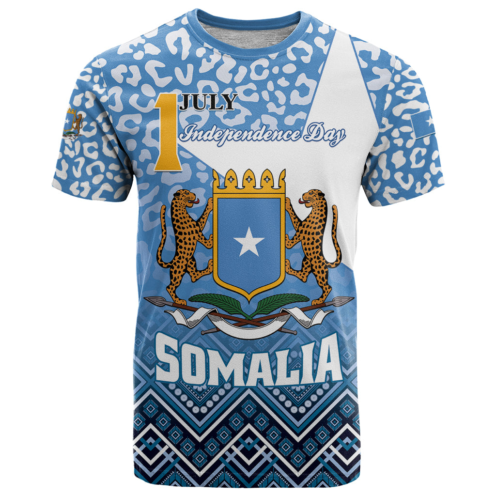 Personalized Somalia Independence Day 2024 T Shirt Somali Star Leopard Mix African Pattern