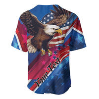 Blue Independence Day baseball jersey with eagle and 'Fourth Fest' stars-and-stripes graphic