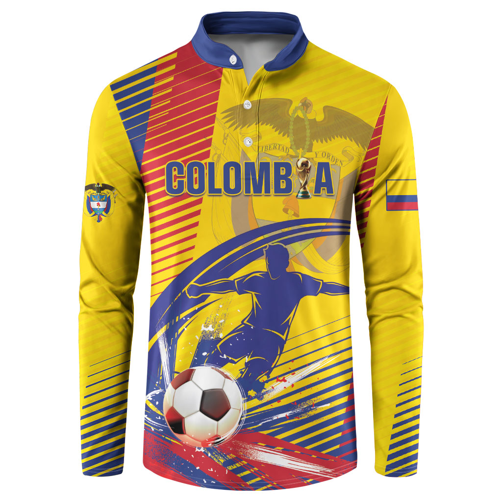 Custom Colombia 2026 World Football Button Sweatshirt Los Cafeteros Go Champion