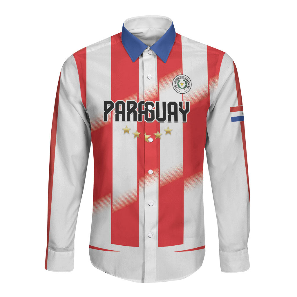 Custom Paraguay 2026 World Football Long Sleeve Button Shirt La Albirroja Go Champion