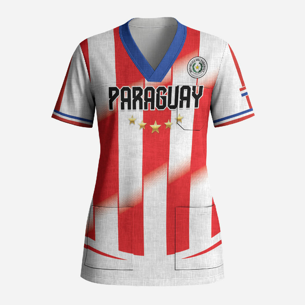 Custom Paraguay 2026 World Football Scrub Top La Albirroja Go Champion