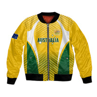 Unisex yellow soccer bomber jacket with white/green panels, full-zip, ribbed cuffs