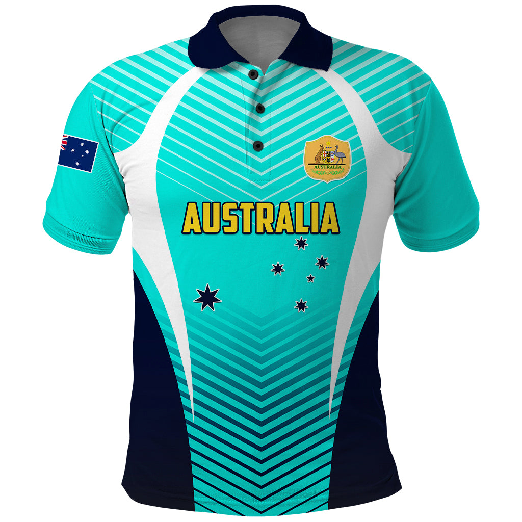 Personalised Australia Soccer Polo Shirt Matildas Sporty Turquoise Version - Wonder Print Shop