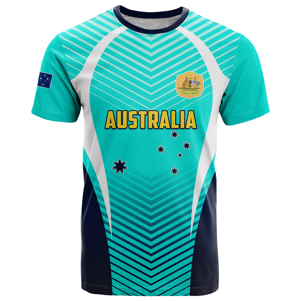 Personalised Australia Soccer T Shirt Matildas Sporty Turquoise Version - Wonder Print Shop