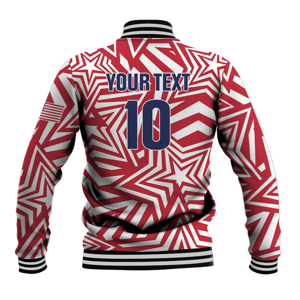 Custom Soccer 2026 USA Baseball Jacket Red Star Stylized
