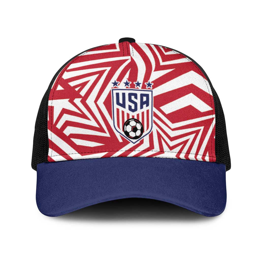 Soccer 2026 USA Baseball Net Cap Red Star Stylized