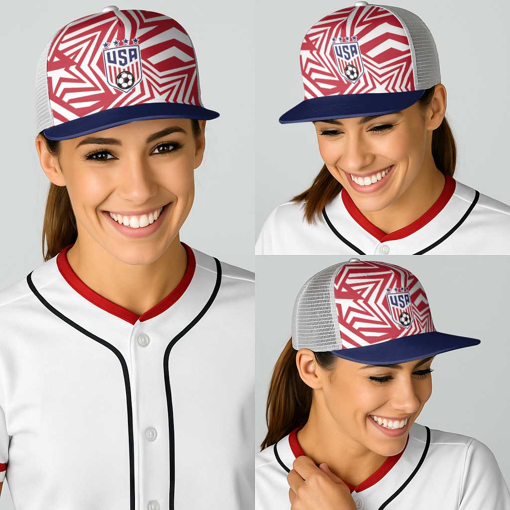 Soccer 2026 USA Baseball Net Cap Red Star Stylized