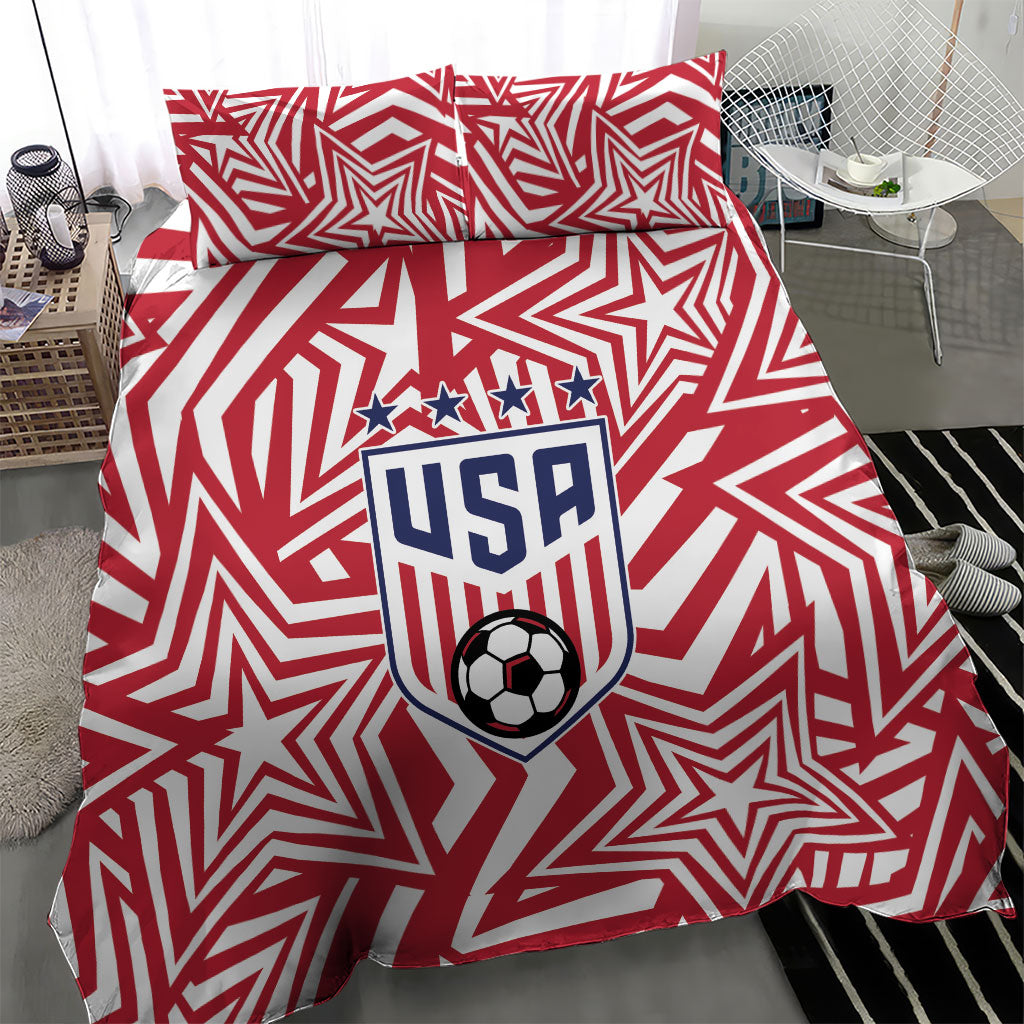 Soccer 2026 USA Bedding Set Red Star Stylized