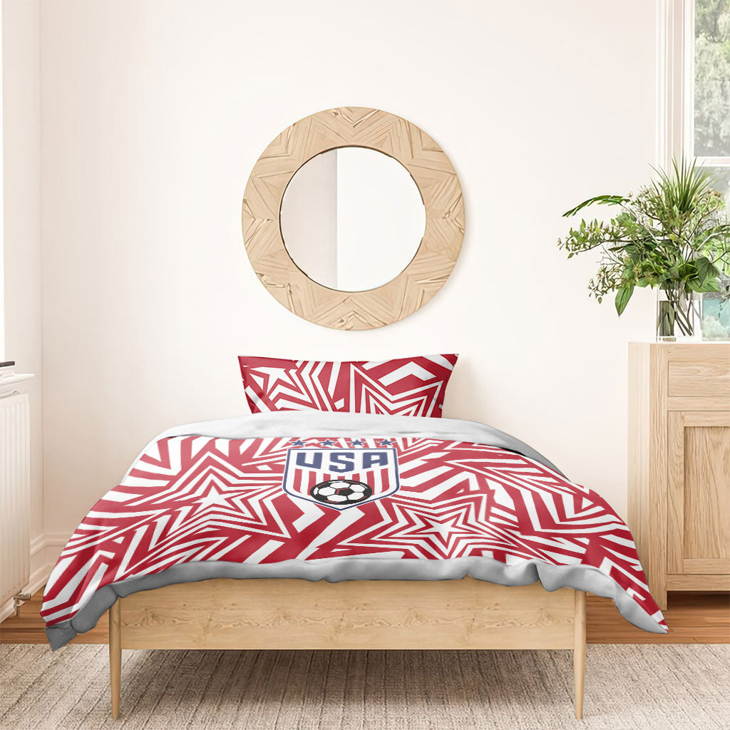 Soccer 2026 USA Bedding Set Red Star Stylized