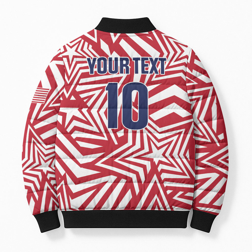 Custom Soccer 2026 USA Bomber Puffer Jacket Red Star Stylized